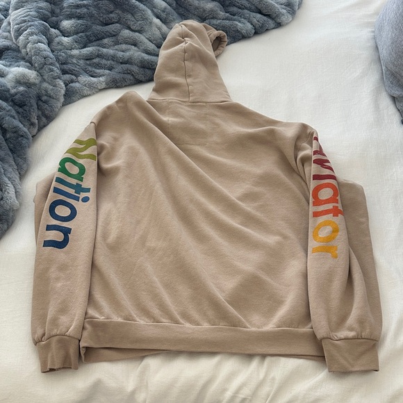 Aviator Nation Beige Hoodie with Multicolor Logo - Picture 2 of 2